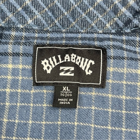 Billabong Flannel Shirt Plaid Button Blue Gorp Outdoor Grunge Skater Street XL - Picture 10 of 14